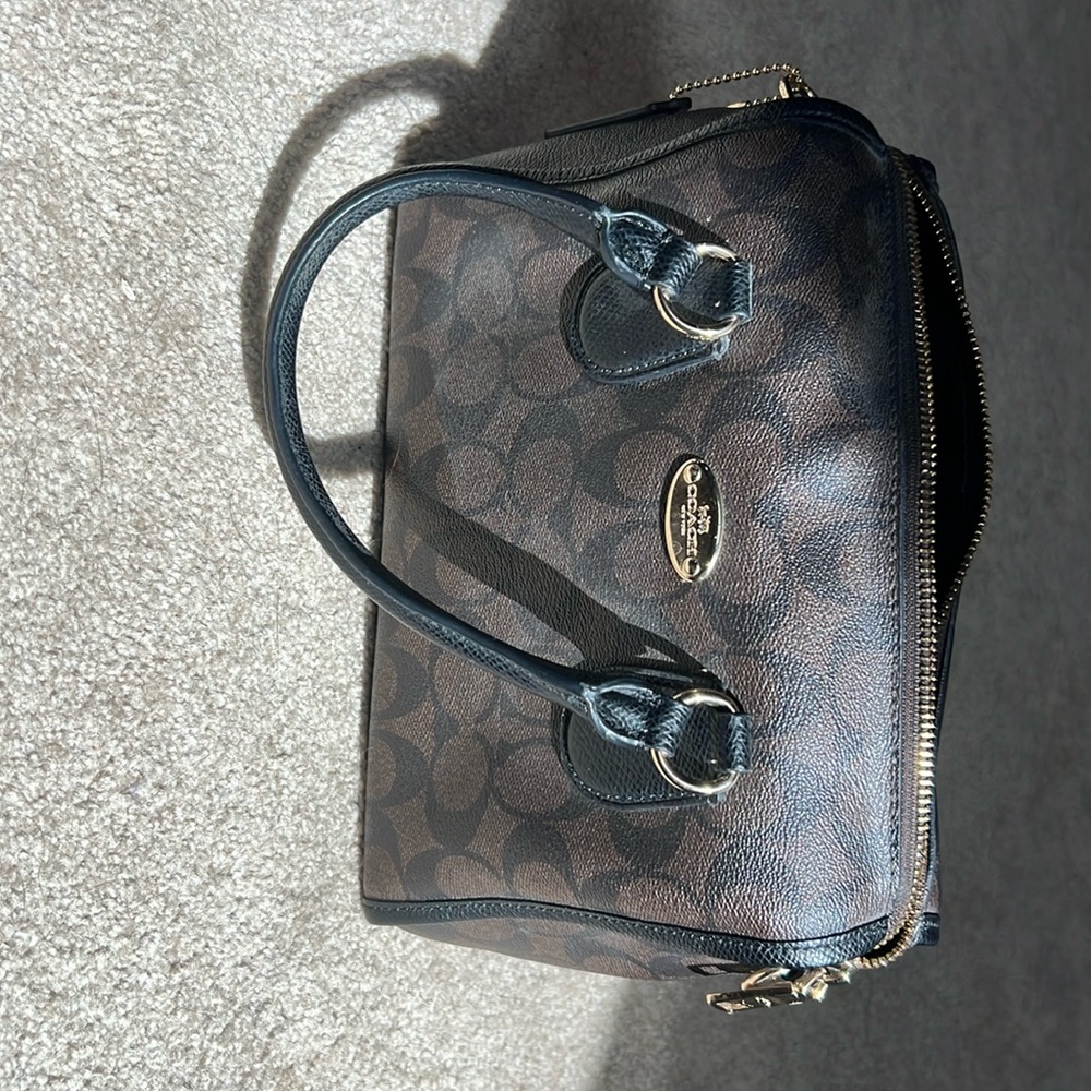 Brown/black coach mini purse